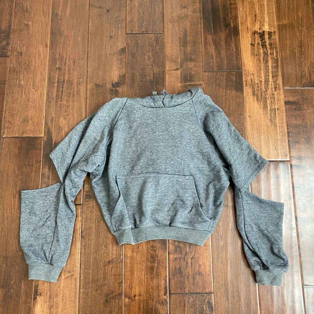Gray Cropped Sweatshirt w/ Cutouts